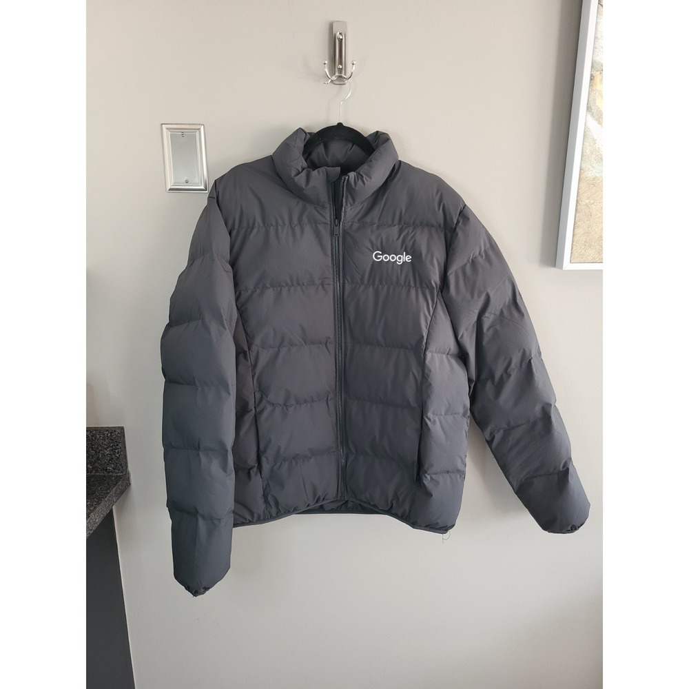 Mercer+Mettle Google Black Puffer Jacket Men's Large Full Zip Tech Logo